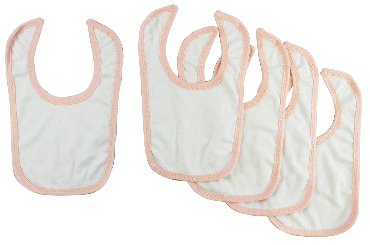 Bambini White Interlock Bib Pink Binding (Pack of 5) - My Baby Lounge
