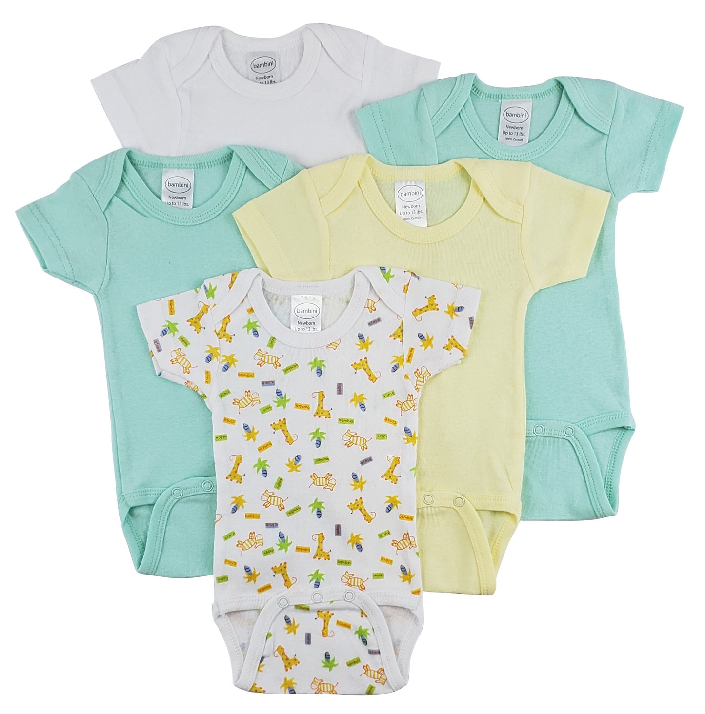 Bambini Short Sleeve One Piece 5 Pack - My Baby Lounge