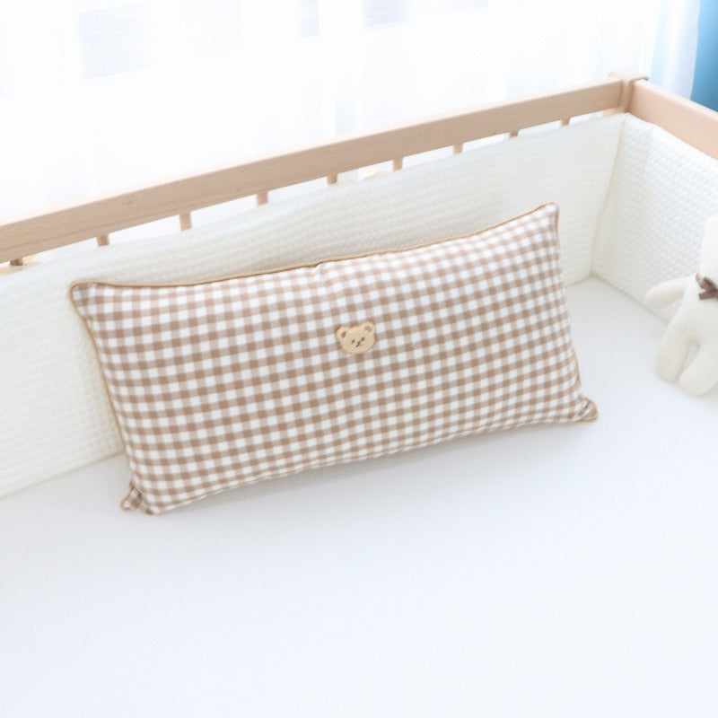 ins pure cotton embroidered bear bedside pillow baby comfort pillow removable and washable core - My Baby Lounge