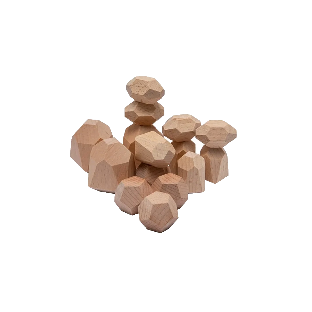 Wood Rainbow Stacking Stones For Child Development