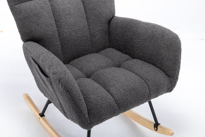 Soft Teddy Velvet Fabric Rocking Chair