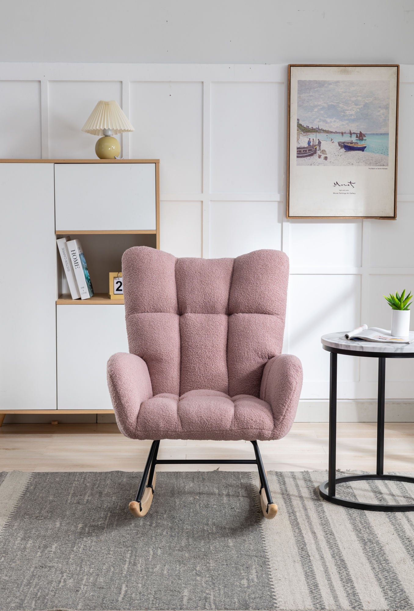 Soft Teddy Velvet Fabric Rocking Chair