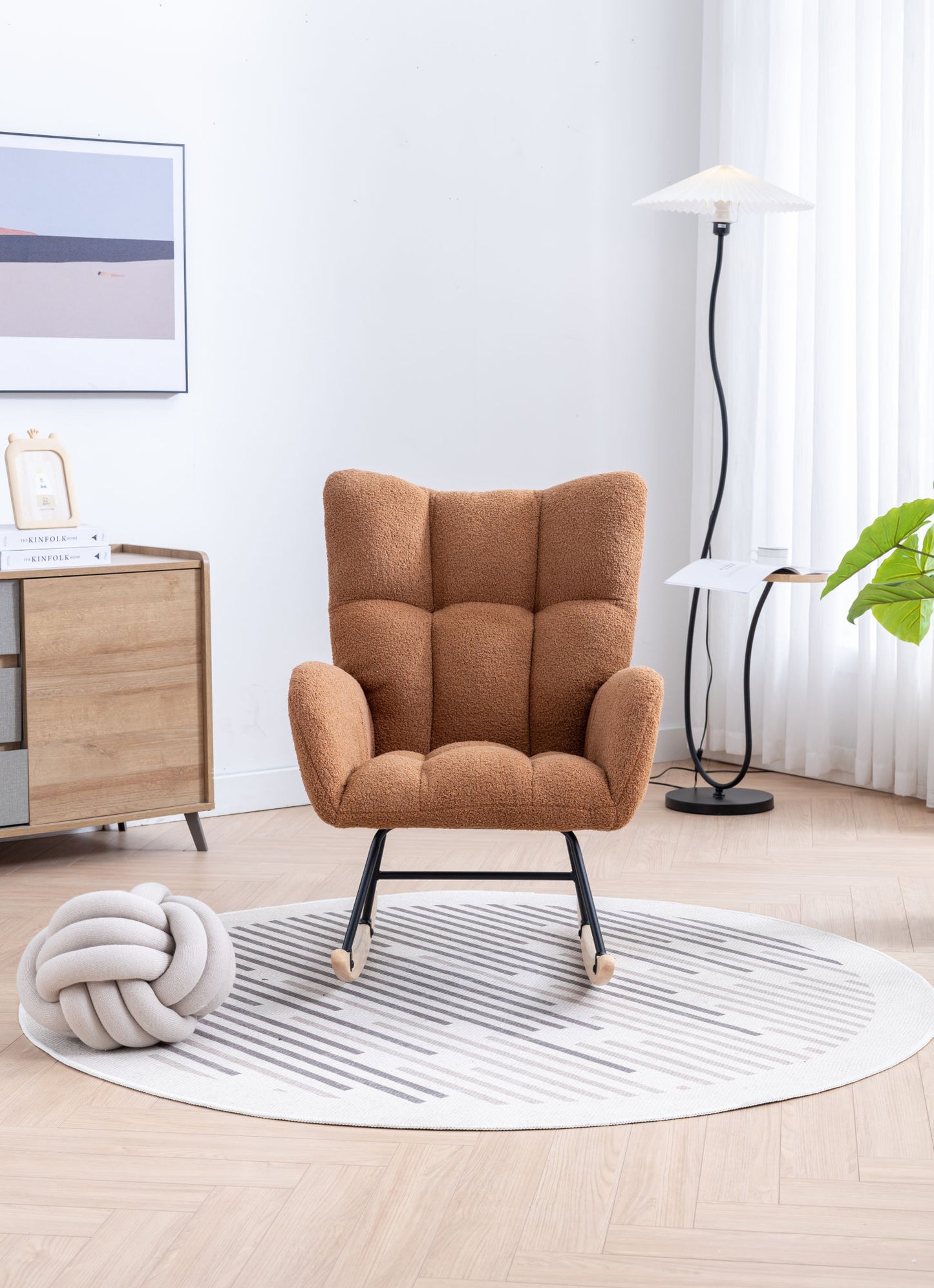 Soft Teddy Velvet Fabric Rocking Chair