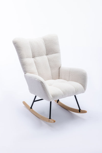 Soft Teddy Velvet Fabric Rocking Chair