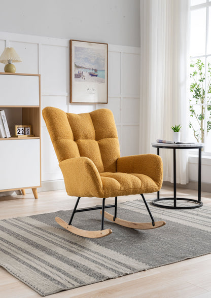 Soft Teddy Velvet Fabric Rocking Chair