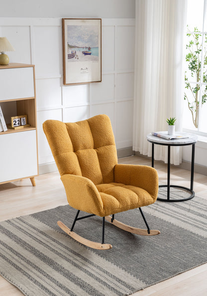 Soft Teddy Velvet Fabric Rocking Chair