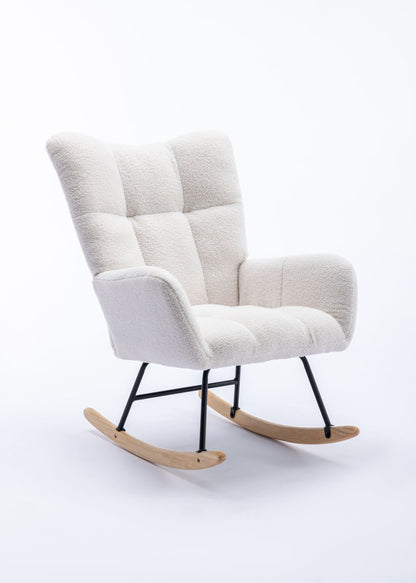 Soft Teddy Velvet Fabric Rocking Chair