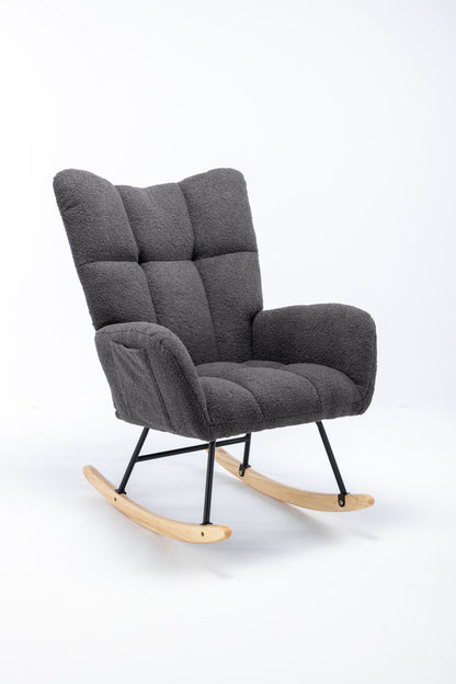 Soft Teddy Velvet Fabric Rocking Chair