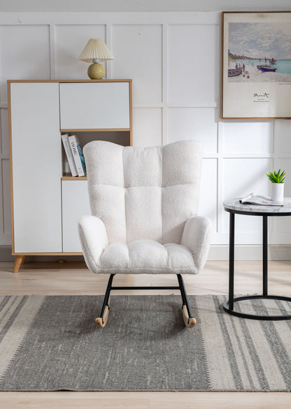 Soft Teddy Velvet Fabric Rocking Chair