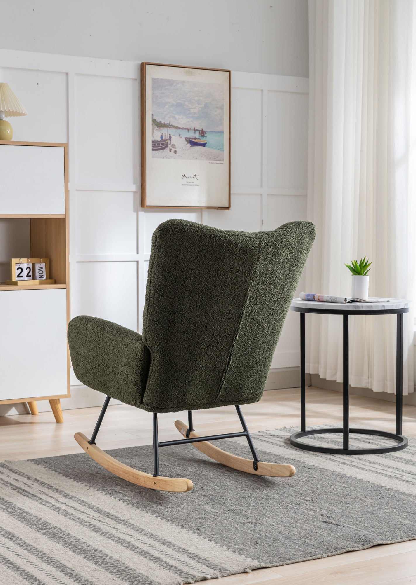 Soft Teddy Velvet Fabric Rocking Chair