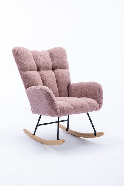 Soft Teddy Velvet Fabric Rocking Chair