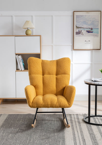 Soft Teddy Velvet Fabric Rocking Chair