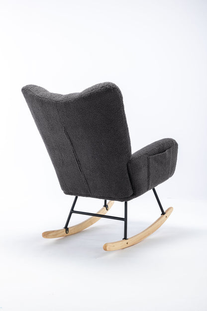 Soft Teddy Velvet Fabric Rocking Chair