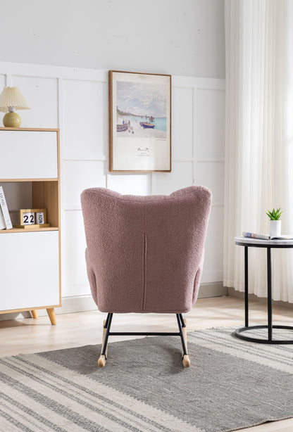 Soft Teddy Velvet Fabric Rocking Chair