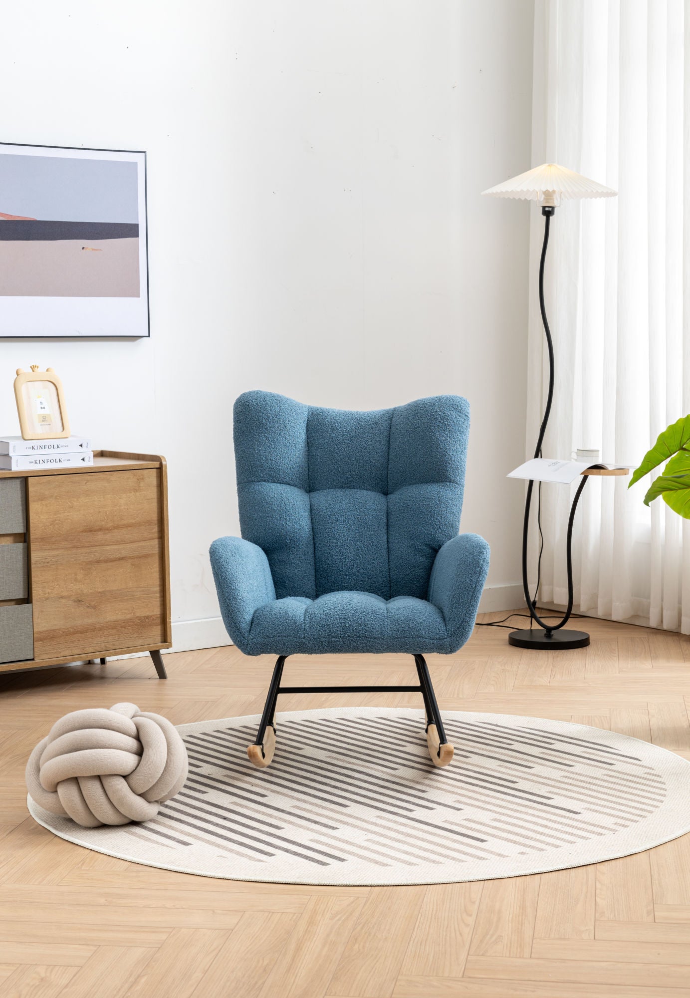 Soft Teddy Velvet Fabric Rocking Chair