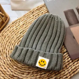 Baby Ribbed Knit Smile Face Beanie