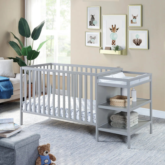 Palmer 3 in 1 Convertible Crib and Changer Combo Gray